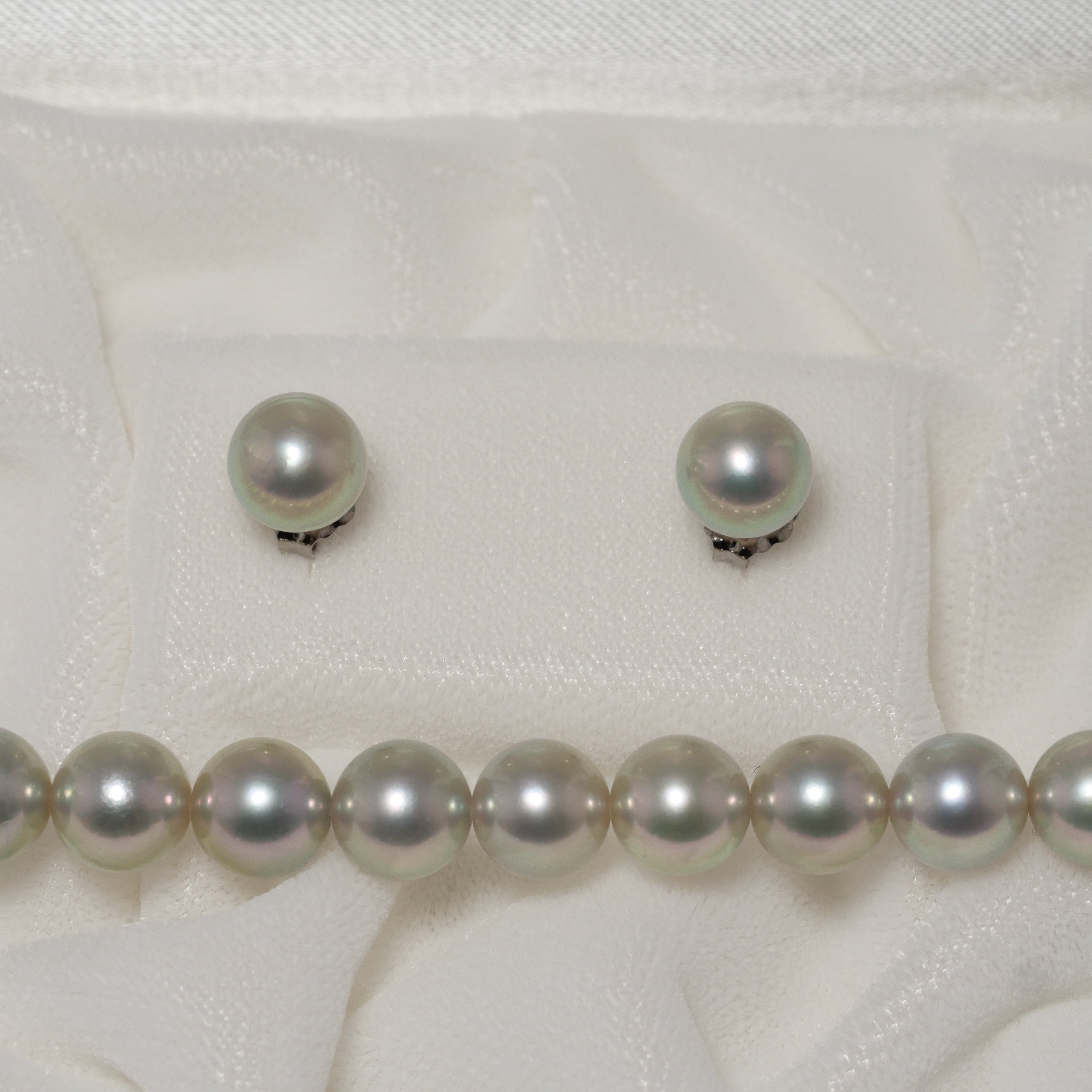 パール ネックレス コバルトグレー 7-7.5mm