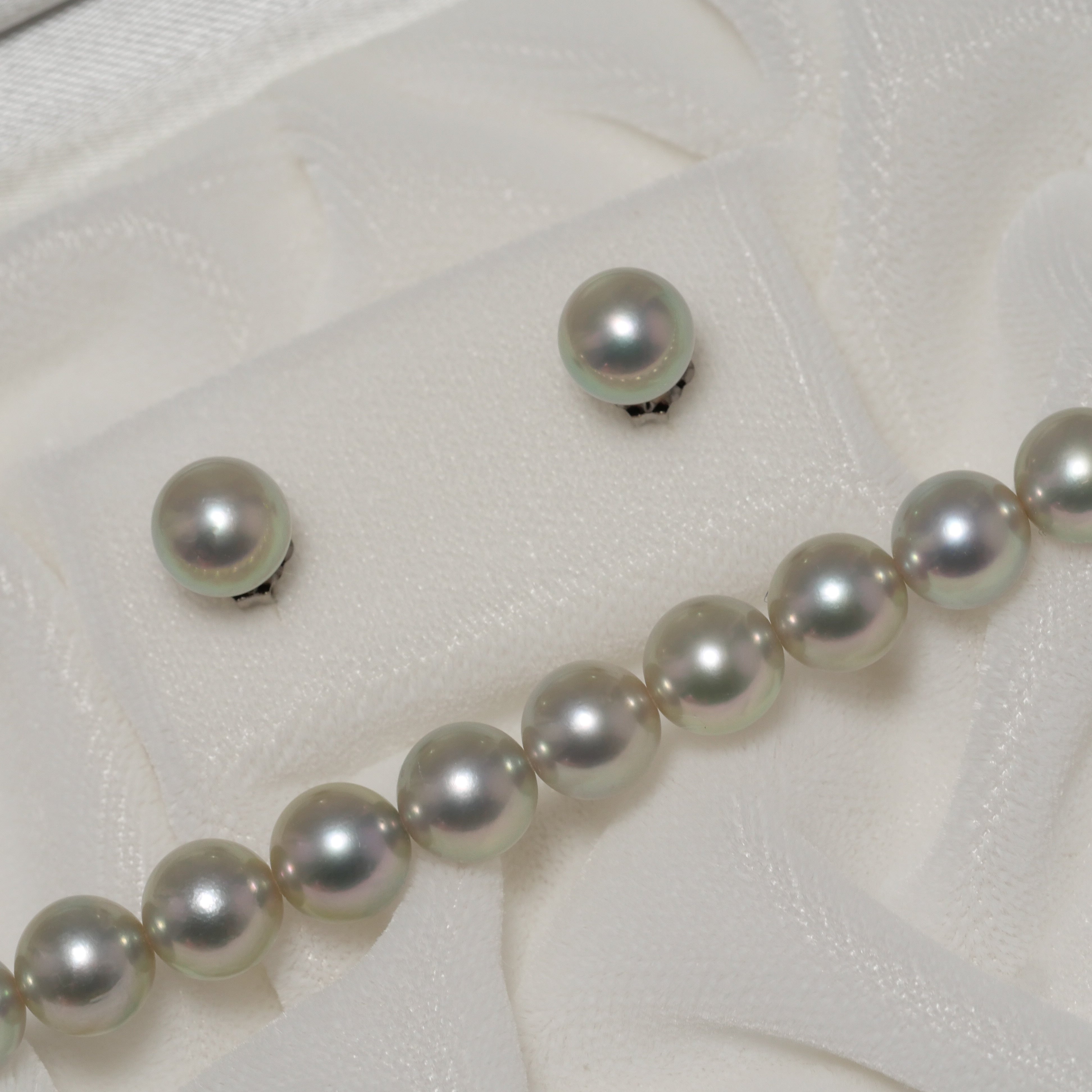 パール ネックレス コバルトグレー 7-7.5mm